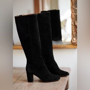 Sezane Black Suede Boots
